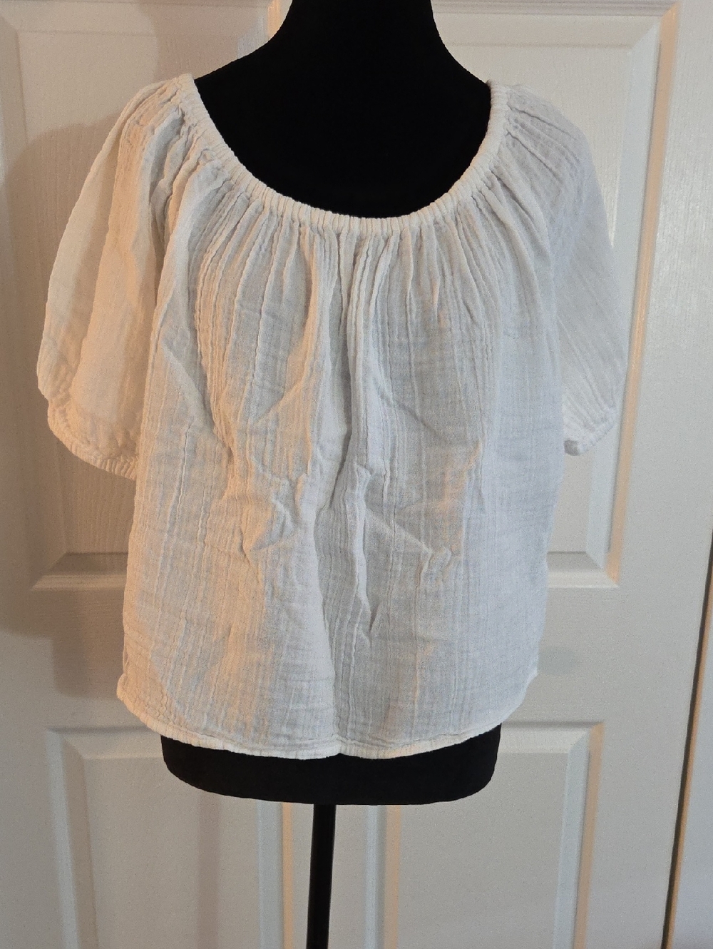 LOFT White Gauze Peasant Blouse